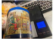 1970er Spardose Raiffeisenbank 8cm  blau Plastik Germany VPE01