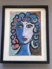 Picasso Pablo Original Gemälde Künstler Abstrakt Frau Mädchen Blau Mädchen Kunst B50