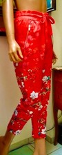 Elias Rumelis Designer Hose Rot Kirschblüten Weiß Gr. 38 entsprechend ungetragen
