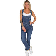 Jeans Latz Hose Damen Teenager Träger Knöpfe Nieten Baumwolle Jeanshose Blau 719