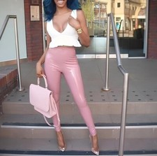 Damen Sexy Skinny Kunstleder