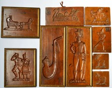 Sammlung 9 Spekulatiusbretter 1800 / 1830 Holz geschnitzt Brandstempel GH / EH