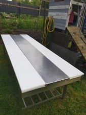 Zerlegetisch Arbeitst Metzgertisch Wirktisch SCHNEIDPLATTE NEU OUTDOOR Edelstahl