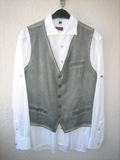 Weste mit Knopfverschluss, italienisches Design, grau-strukturiert, Gr. M/L, NEU