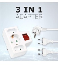 3 in 1 Steckdosenadapter mit Schalter 3-fach Verteiler Stromsparend Weiß