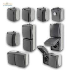 Feuchtraum-Serie NUQUI Aufputz Doppel-Steckdose Kombi-Schalter Außen-Breich IP54