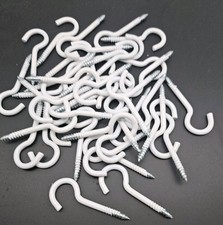 50 X Schraubhaken Haken halbrund Hakenschraube Holz /verzinkt Weiß