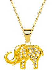 Halskette Gold Elefant 925 18K vergoldet mit Zirkonia Damen Anhänger Kette 45