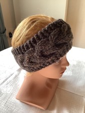 Stirnband braun Wolle Gr M