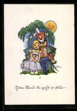 Künstler-AK Liesel Lauterborn: Husar mit Mädchen im Park 