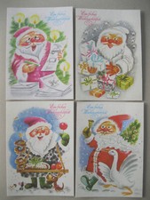 4 DDR Postkarten PLANET-VERLAG BERLIN Glückwunsch Weihnachten Weihnachtsmann (B)