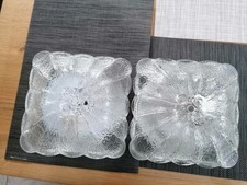Deckenlampe, Wandlampe, Glas 70er 80er Jahre, 20x20cm eckig, Vintage, 2 Stück 