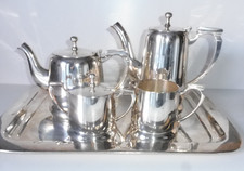 Schweres Messing Versilbertes Tee Kaffee Kannen Set mit Milch & Zucker