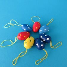 Ostereier 7 Stk. Holz 3 cm matt handbemalt DDR Vintage Osterei Osterdeko