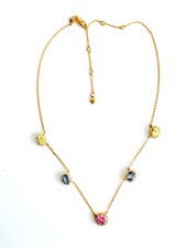 Henri Bendel, NY - elegante Halskette mit bunten Kristallen,  45+7cm lang - NEU