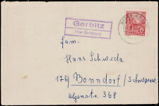 Gerbitz über Bernburg, R2 klar auf Bedarfsbrief 1958  (senkrechter Bug)
