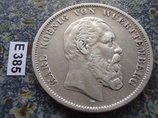 Württemberg 5 Mark Silber 1876 Karl