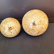 2 große Mosaikkugeln Glas Crackle Gold, 43,5 cm und 34,5 cm Umfang TOP Zustand