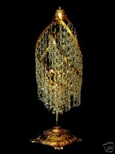 Nachttischlampe Tischlampe echtes Kristall Rahmen Metall Silber oder Goldfarben