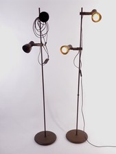 1 v 2 SCHOKO BRAUN 2 SPOT STEHLEUCHTE STEHLAMPE 70er 70s