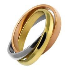Ring Tricolor 3 Ringe aus Edelstahl ineinander verschlungen rosé gold silber 