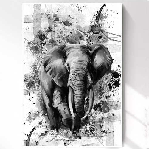 Leinwand bild elefant schwarz - bild,