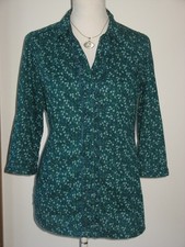 Bluse Tunika Cecil Gr. S 38/40 türkis grün gemustert Dreiviertelarm Baumwolle