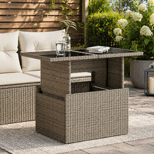 Gartentisch Grau Poly Rattan