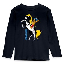 Yakari Winkt Auf Pferd Kleiner Donner Kinder Langarmshirt