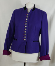 BAUER SELECTION 100% REINE SCHURWOLLE Trachten Jacke Blazer Lila Größe 40/42 TOP