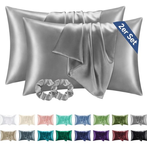 Satin kissenbezug 40x60 grau - kissenbezug,