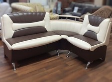 Eckbank Arabika Sitzbank gepolstert Creme-Braun Kunstleder Ablage Stauraum Truhe