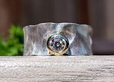 Goldschmiedering Moissanit 750 Gold Fassung 925 Silber massiv handmade Kiodesign