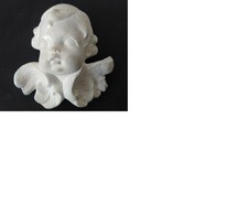 Engel 3D Engelkopf Büste Skulptur Putte Keramik Gips weiß zum Aufhängen  Z. gut!