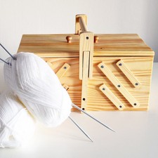 Nähkasten Nähkiste Nähbox Nähkorb mit 5 Fächern Kiefernholz 30 x 18,5 cm