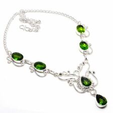 Handgefertigte grüne Peridot Edelstein 925 Sterlingsilber Schmuck Halsketten ...