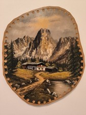 Holzbild handgemalt Alpen