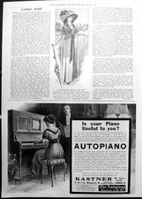 Alter malerischer Gehrock Hut Damen Seite Autopiano Werbung 1911 702P 20.