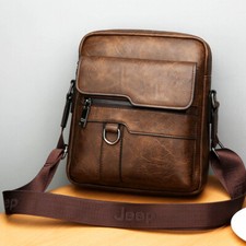 Herren Schultertasche Umhängetasche Leder Handtasche Braun Messenger Tasche Neu