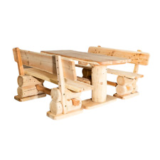 Massive Gartengarnitur Rustikal Sitzgruppe Naturbelassene Lärche Holz Sitzgruppe