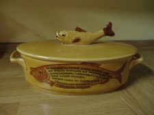 Heringstopf  Fischtopf Staffel Stonware mit Rezeptaufdruck 60er Jahre