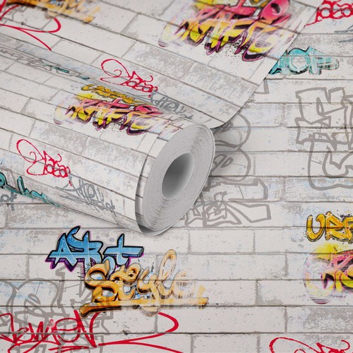 Graffiti tapete mit maueroptik - graffiti-tapete,