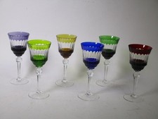 6 Alte Prunk Überfang Weingläser bunte Römer a 19cmH 8V6536