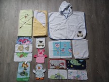 Konvolut: 5 Baby-/Kinderhandtücher + 11 Waschlappen, Badetuch, Kapuzentuch