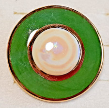 367 - edle Porzellanbrosche mit schöner Farbkombination Durchmesser 45mm