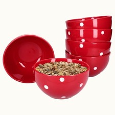 6er Müslischale Emily 14cm rot weiße Punkte Rockabilly Schälchen Salat Porzellan