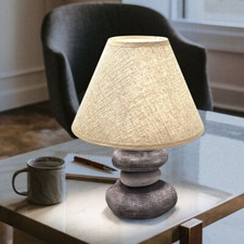 Tischlampe Beistellleuchte Leselampe Steinoptik grau Textil Schirm braun D 25 cm