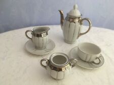 Sammler Puppengeschirr, Kindergeschirr, 7-teilig, weiß mit gold, Vintage