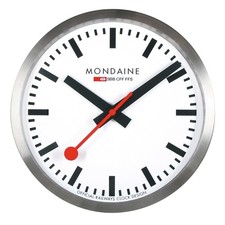 MONDAINE Wanduhr Quarz 25 cm Küchenuhr Silberfarben A990.CLOCK.16SBB
