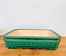 Bonsaischale S 498 grün rechteckig Topf Bonsai Schale glasiert